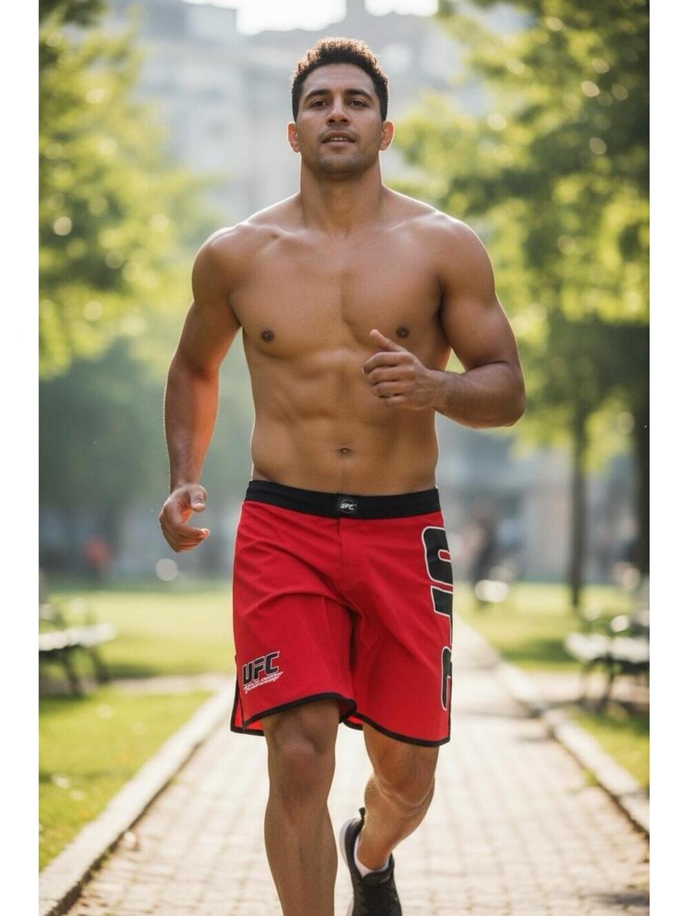 UFC Octagon Shorts Men's Red MMA Fighting Training Gym Workout Size 34